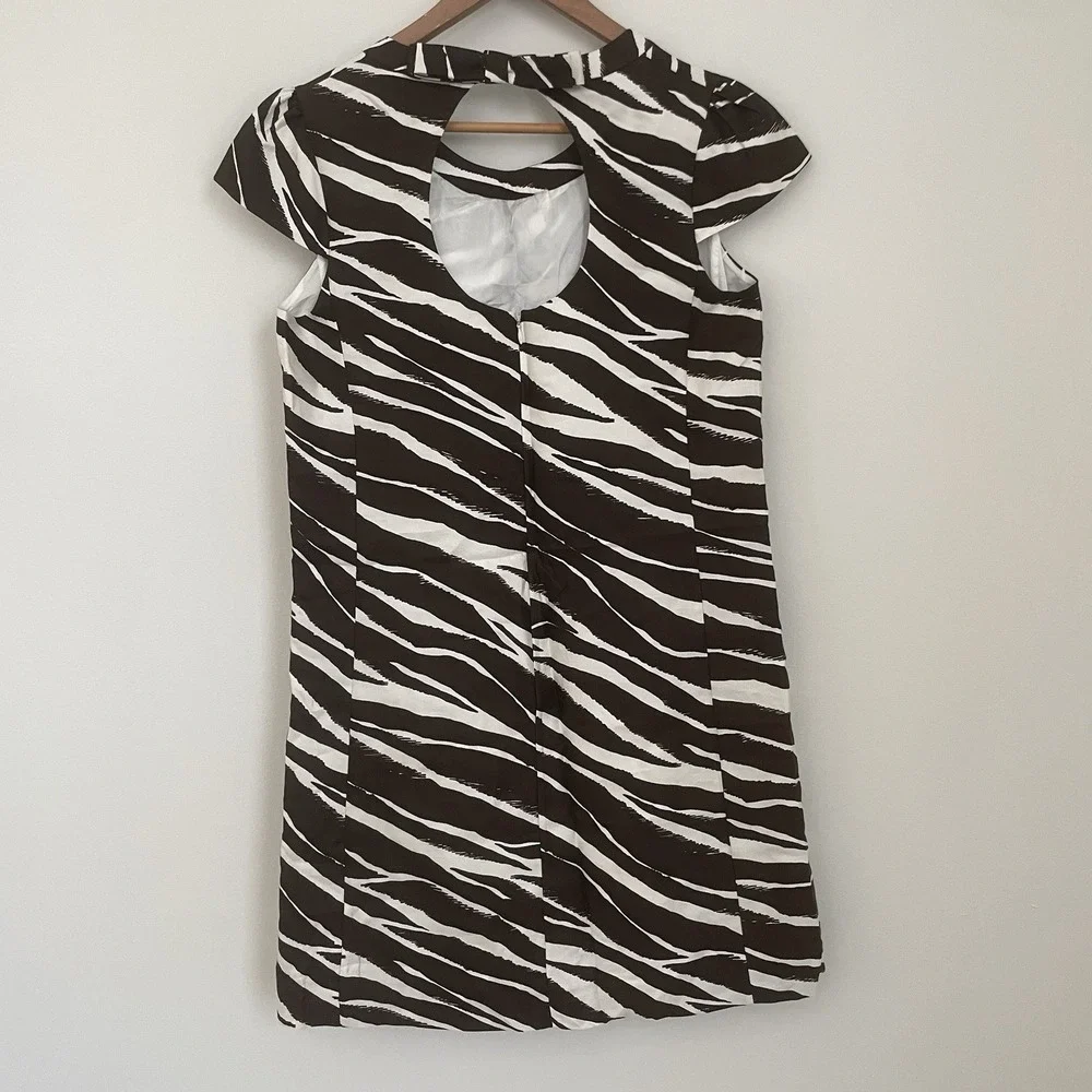 KATE SPADE New York Brown‎ Cream Print Knee Length Dress Size 8 Wedding